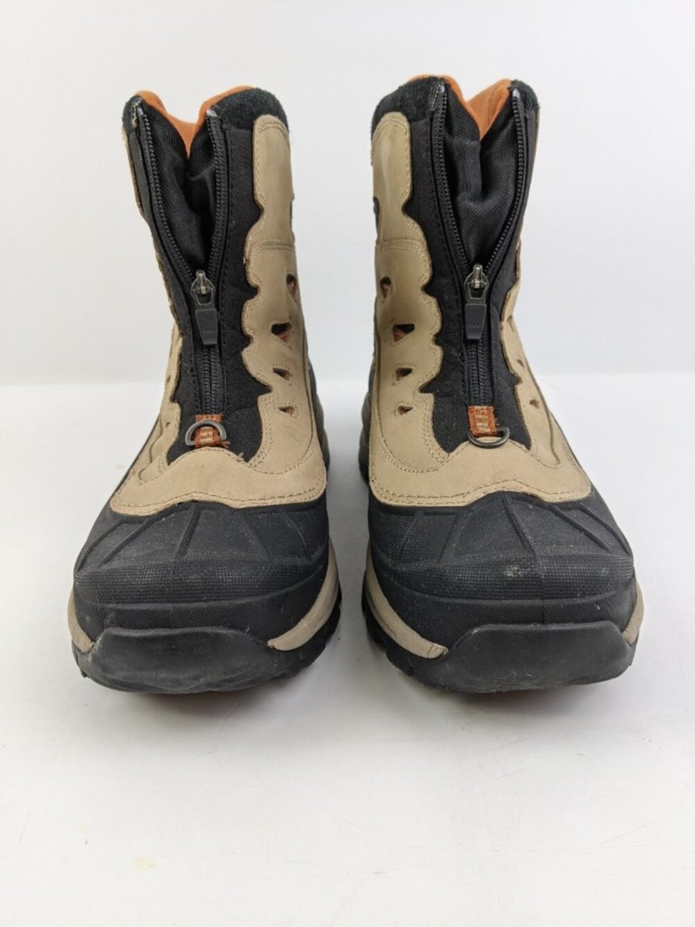 LL Bean Waterproof Zip Front Tan Black Boots Womens Size 10 0 FDR3 04